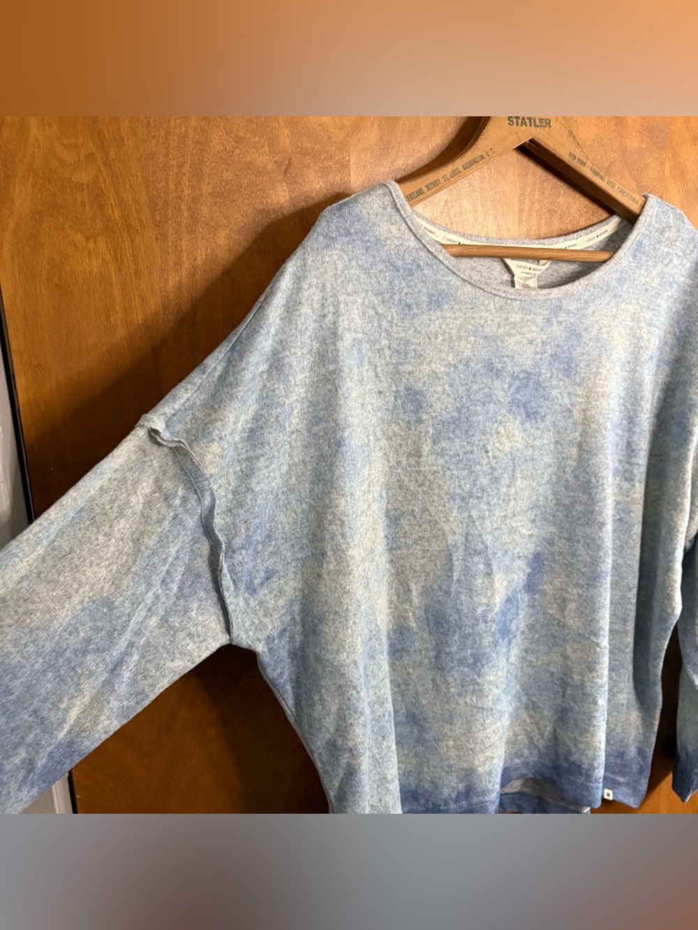 Lucky Brand Blue Tie Dye Soft Knit Pullover Sweater Oversized Slouchy Boho NWT - Picture 7 of 9